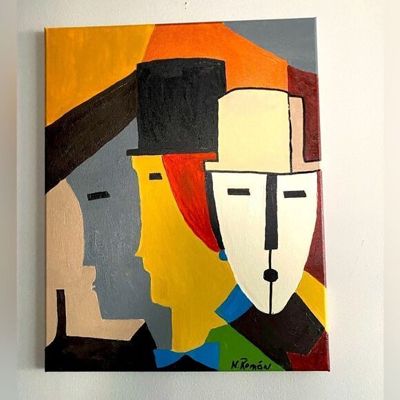 Abstract Art Acrylic Painting Cubism 16*20 on canvas Wall Art - Picture 1 of 5